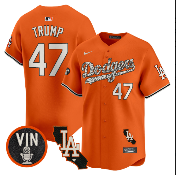 Men Los Angeles Dodgers #47 Trump 2025 orange Limited Stitched Jersey